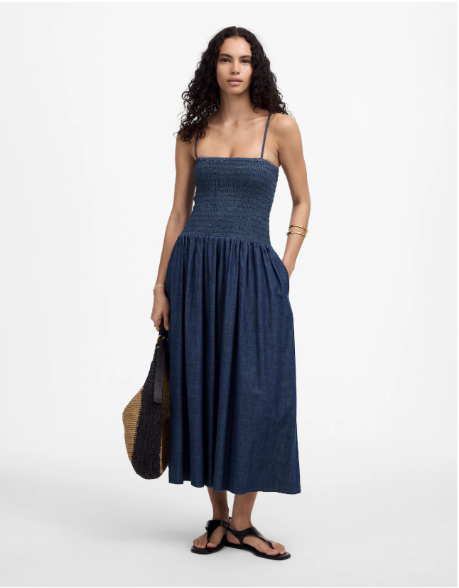 What to Wear in Paris, Weekly Style, summer denim, denim dress, mulberry silk scarf, pearl and gold drop earrings, raffia clutch, summer perfume