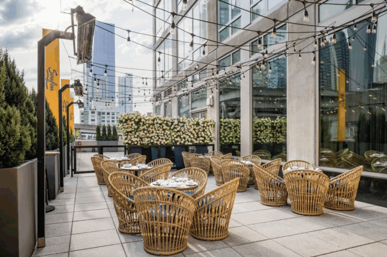 best nyc hotels under $500, showing a nyc hotel rooftop bar