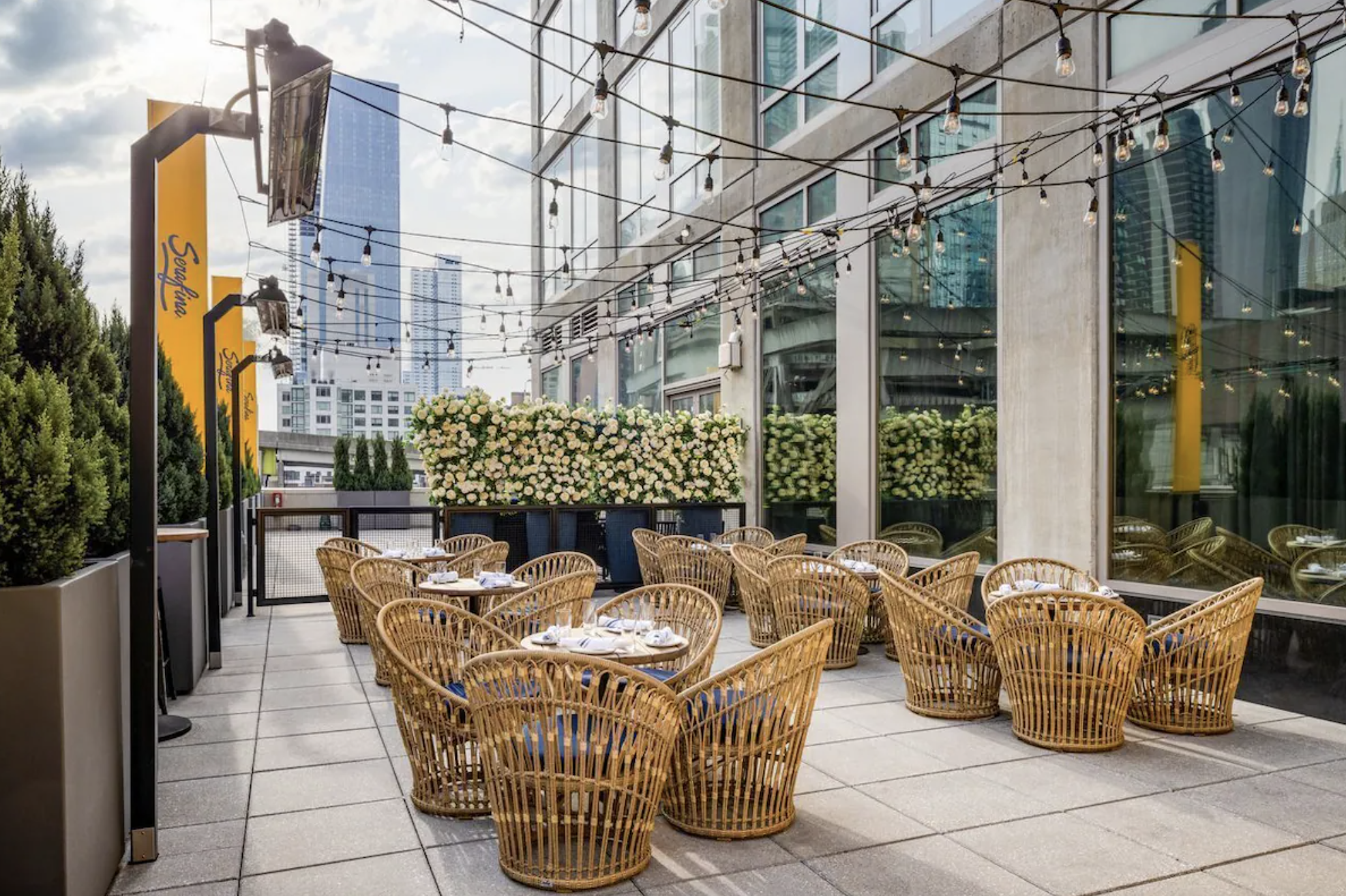 best nyc hotels under $500, showing a nyc hotel rooftop bar